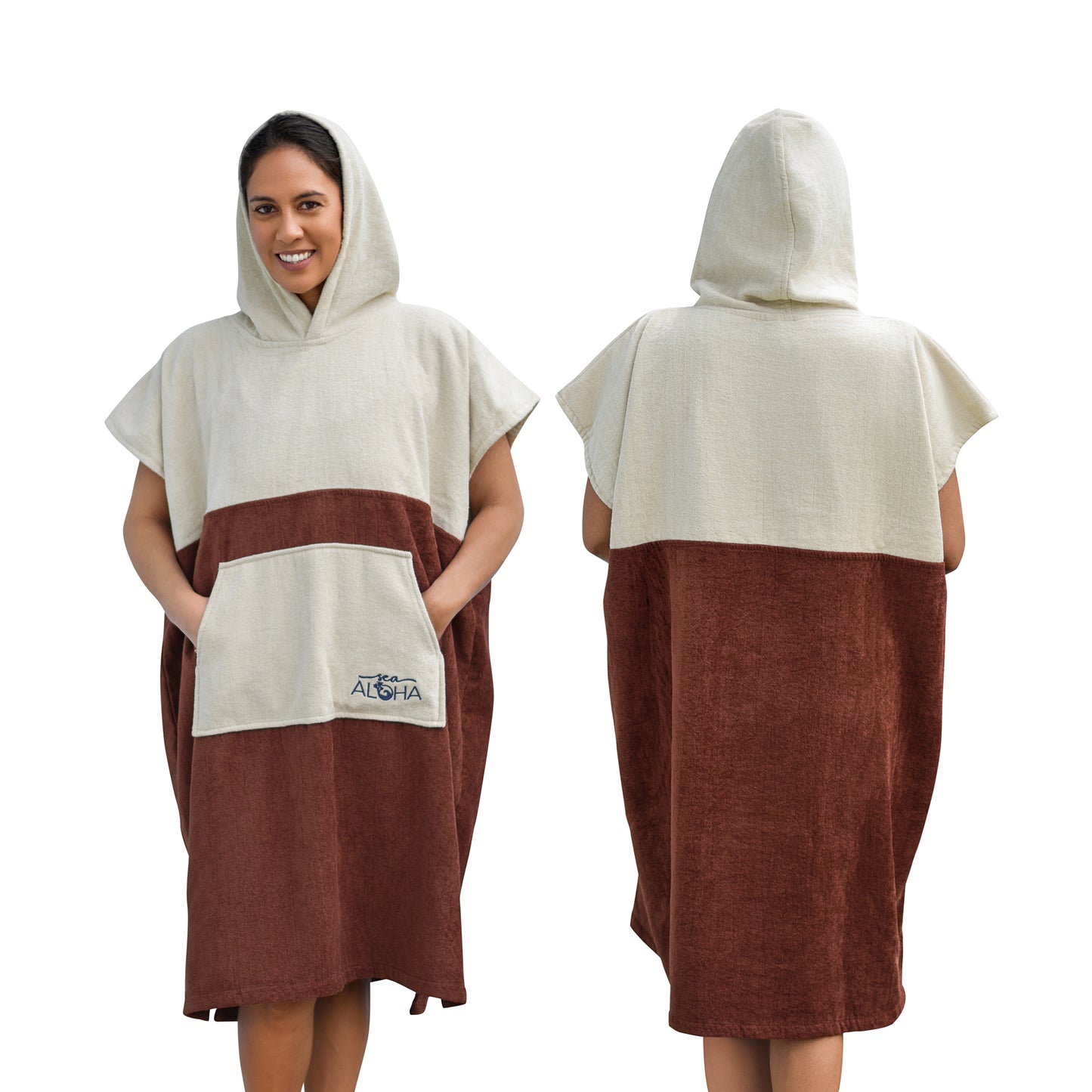 Terry Velour Surf Poncho (Bone/Brown)