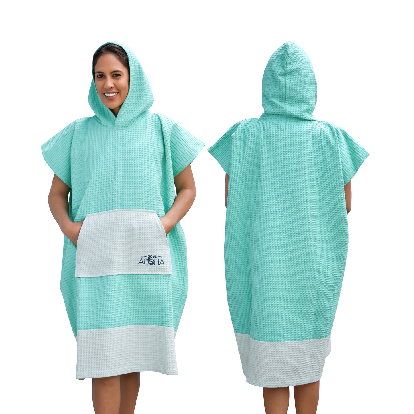 Waffle Surf Poncho (Aquamarine/Light Green)