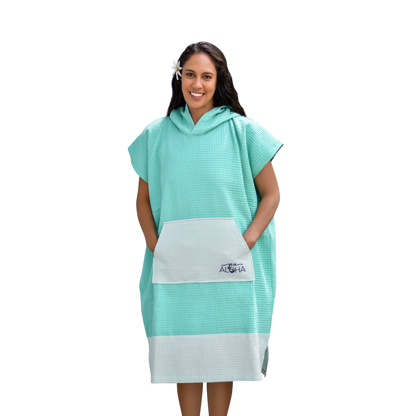 Waffle Surf Poncho (Aquamarine/Light Green)