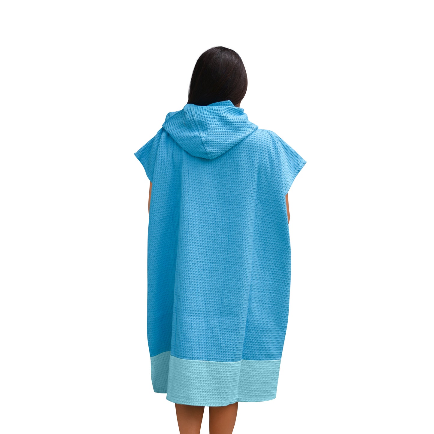 Blue surf poncho back view