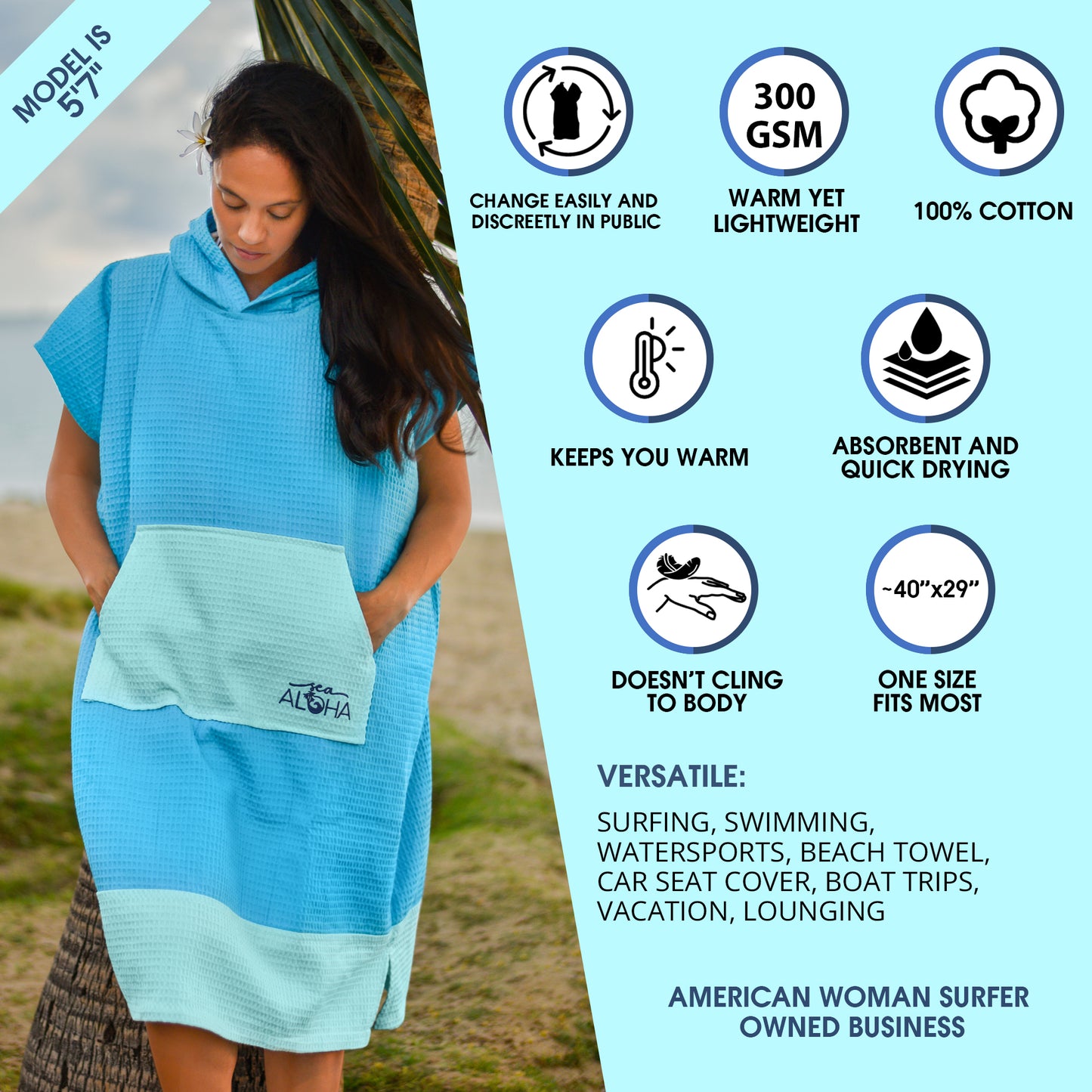 Blue surf poncho product information