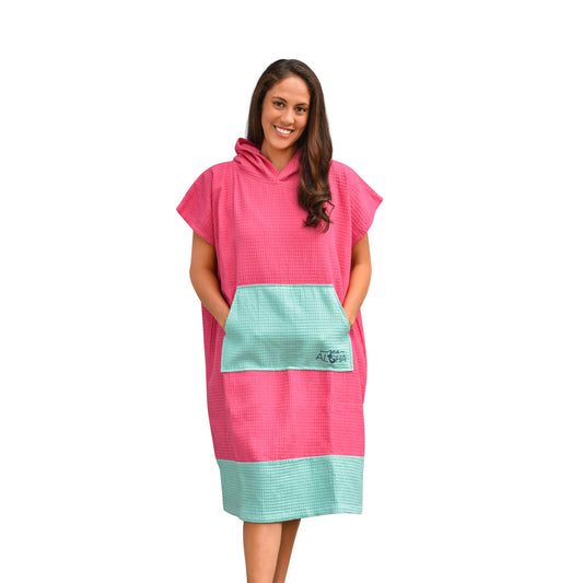 Pink surf poncho front view